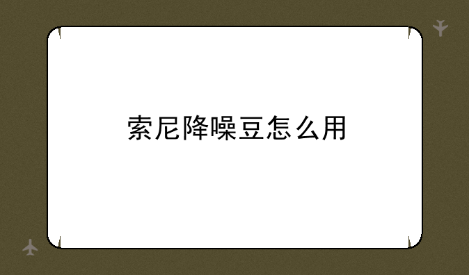 索尼降噪豆怎么用