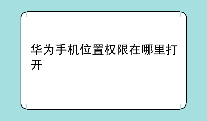 华为手机位置权限在哪里打开