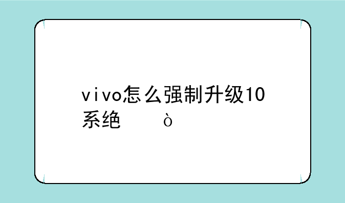 vivo怎么强制升级10系统？