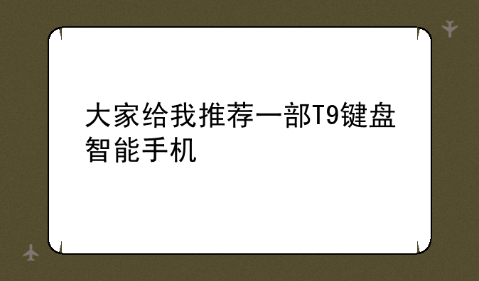 大家给我推荐一部T9键盘智能手机