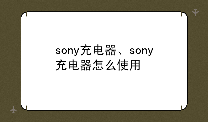 sony充电器、sony充电器怎么使用