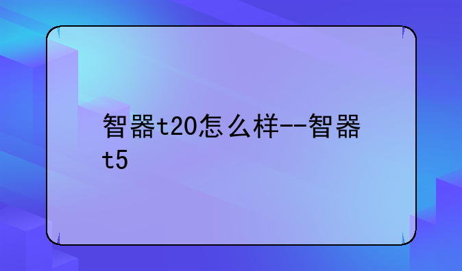 智器t20怎么样--智器t5