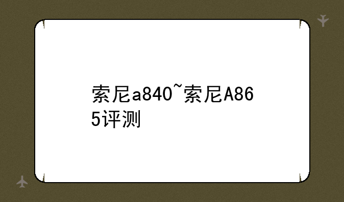 索尼a840~索尼A865评测