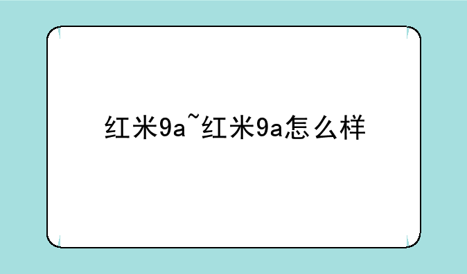 红米9a~红米9a怎么样