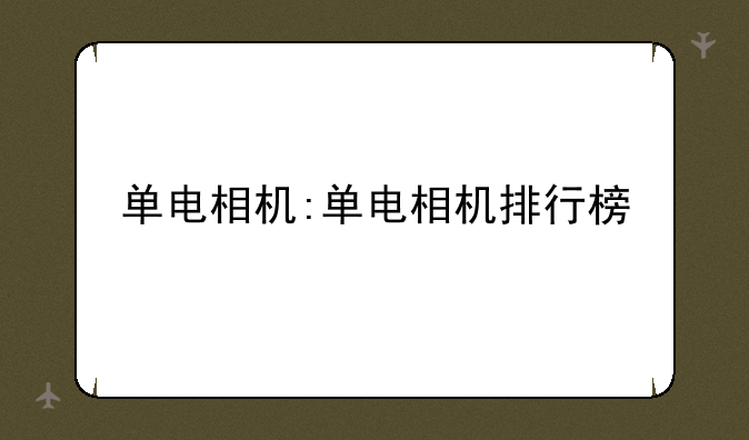 单电相机:单电相机排行榜