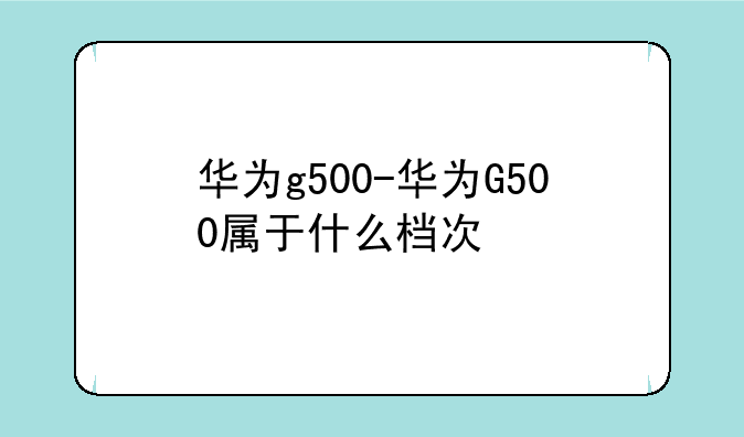 华为g500-华为G500属于什么档次